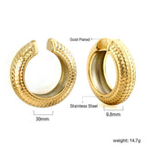 C-Shape Snakeskin Fruit Pattern Ear Clips 9.8*30mm Gold Color