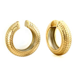 C-Shape Snakeskin Fruit Pattern Ear Clips 9.8*30mm Gold Color