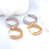 Thick 2.4*Wide 4.2*I.D. 14mm Ear Clips with rounded white/purple/pink zirconium steel/golden color