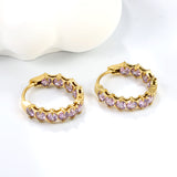 Thick 2.4*Wide 4.2*I.D. 14mm Ear Clips with rounded white/purple/pink zirconium steel/golden color