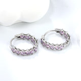 Thick 2.4*Wide 4.2*I.D. 14mm Ear Clips with rounded white/purple/pink zirconium steel/golden color