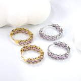 Thick 2.4*Wide 4.2*I.D. 14mm Ear Clips with rounded white/purple/pink zirconium steel/golden color