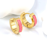 Thickness 2.2*Width 4*Inner Diameter 9mm Earrings Sticky White/Black/Pink/Light Blue/Orange/Green/Coffee Leather Gold Color