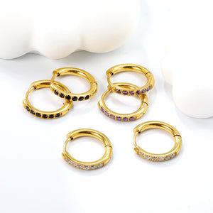 2.5*12mm I.D. Ear Clip CNC White/Black/Purple Zircon Gold Color