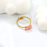 Tall 6.6mm loose twist ring white/garnet/pink/emerald zirconium gold color