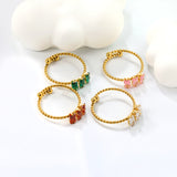 Tall 6.6mm loose twist ring white/garnet/pink/emerald zirconium gold color