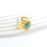 Open Band & Tiny Bead Lace & Turquoise Ring