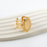 Open Oval Band with White Natural Stone Ring