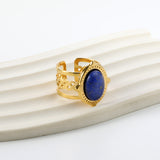 Open Oval Band with Blue Natural Stone Ring