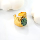 H18.8mm Chrysoprase Split Ring Gold Color