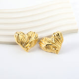 Textured Heart Earrings 35*28mm