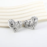 Textured Heart Earrings 35*28mm