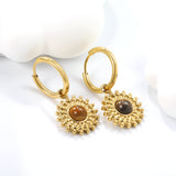 2*12mm I.D. earrings + 15.2mm round pattern face with imitation white pearl/pink crystal/tiger's eye stone fittings Gold color