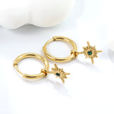 2*12mm I.D. earrings+11.2mm Polaris with white pearl/white/green zirconia earrings Gold color