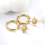 2*12mm I.D. earrings+11.2mm Polaris with white pearl/white/green zirconia earrings Gold color