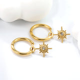 2*12mm I.D. earrings+11.2mm Polaris with white pearl/white/green zirconia earrings Gold color