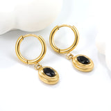 2*10mm I.D. earrings + 8.3*10.5mm oval shape with white/black/garnet/emerald zirconium fittings Gold color