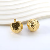 Open Ball Hammered Stud Earrings 22mm Gold Color