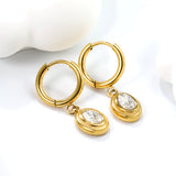 2*10mm I.D. earrings + 8.3*10.5mm oval shape with white/black/garnet/emerald zirconium fittings Gold color