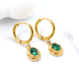 2*10mm I.D. earrings + 8.3*10.5mm oval shape with white/black/garnet/emerald zirconium fittings Gold color