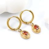 2*10mm I.D. earrings + 8.3*10.5mm oval shape with white/black/garnet/emerald zirconium fittings Gold color