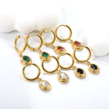 2*10mm I.D. earrings + 8.3*10.5mm oval shape with white/black/garnet/emerald zirconium fittings Gold color