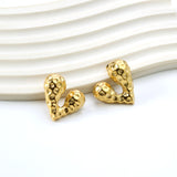 Pitted Faceted Heart Stud Earrings 23.8*21.5mm