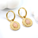 2*12mm I.D. earrings+15.5mm round cake stick imitation white pearl/pink crystal/tiger eye stone earrings gold color