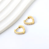 Heart Shaped Circle with White & Pink Diamonds Ear Clips 2.8*14.*12.8mm