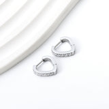 Heart Shaped Circle with White & Pink Diamonds Ear Clips 2.8*14.*12.8mm