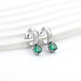 4.3*15mm C-shaped hoop with four scratches round white&black&purple&pink&green diamond stud earrings 6.2mm