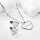 Heart Shape Sticky White Shell Set Steel/Gold Earrings:12*12mm Pendant:18*18mm 04Cross45+5cm+6mm Round Plaque