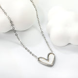 White Shell Heart Pendant Necklace 40+5cm