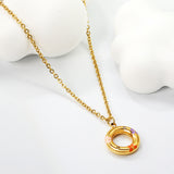 13mm circle with mixed color flower oil drop pendant necklace 40+5cm+Golden