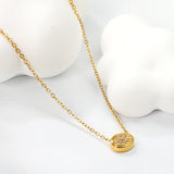 8.6*6.8mm Convex Oval CNC Zirconia Pendant 0.3 Cross Chain 40+5cm+6mm Round Necklace Gold color