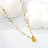 7.8*6mm Convex Teardrop CNC Zirconia Pendant 0.3 Cross Chain 40+5cm+6mm Round Necklace GOLD