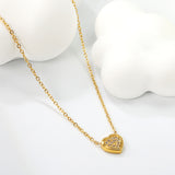 7.7*8mm Convex Heart CNC Zirconia Pendant 0.3 Cross Chain 40+5cm+6mm Round Necklace Golden