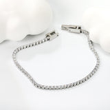 2mm/3mm Round White/Black Crystal Zirconia 17cm Clasp Bracelet Steel/Golden