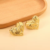 Textured Heart Earrings 35*28mm