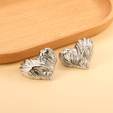 Textured Heart Earrings 35*28mm