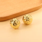 Open Ball Hammered Stud Earrings 22mm Gold Color