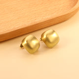 Rounded Square Stud Earrings 20mm Steel Color