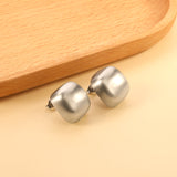 Rounded Square Stud Earrings 20mm Steel Color