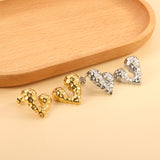 Pitted Faceted Heart Stud Earrings 23.8*21.5mm