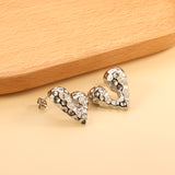 Pitted Faceted Heart Stud Earrings 23.8*21.5mm