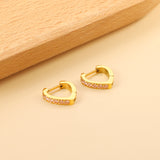 Heart Shaped Circle with White & Pink Diamonds Ear Clips 2.8*14.*12.8mm