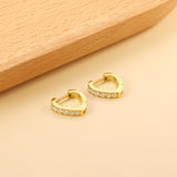 Heart Shaped Circle with White & Pink Diamonds Ear Clips 2.8*14.*12.8mm