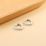 Heart Shaped Circle with White & Pink Diamonds Ear Clips 2.8*14.*12.8mm