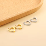 Heart Shaped Circle with White & Pink Diamonds Ear Clips 2.8*14.*12.8mm