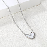 White Shell Heart Pendant Necklace 40+5cm